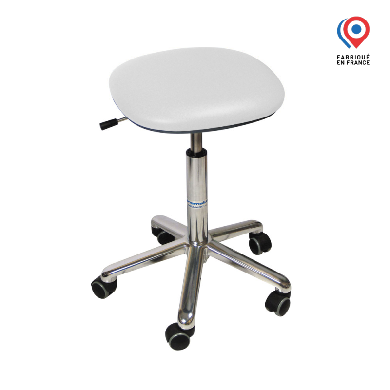 Tabouret sur Roulettes – Assise Carrée et Sellerie Tendue – Promotal