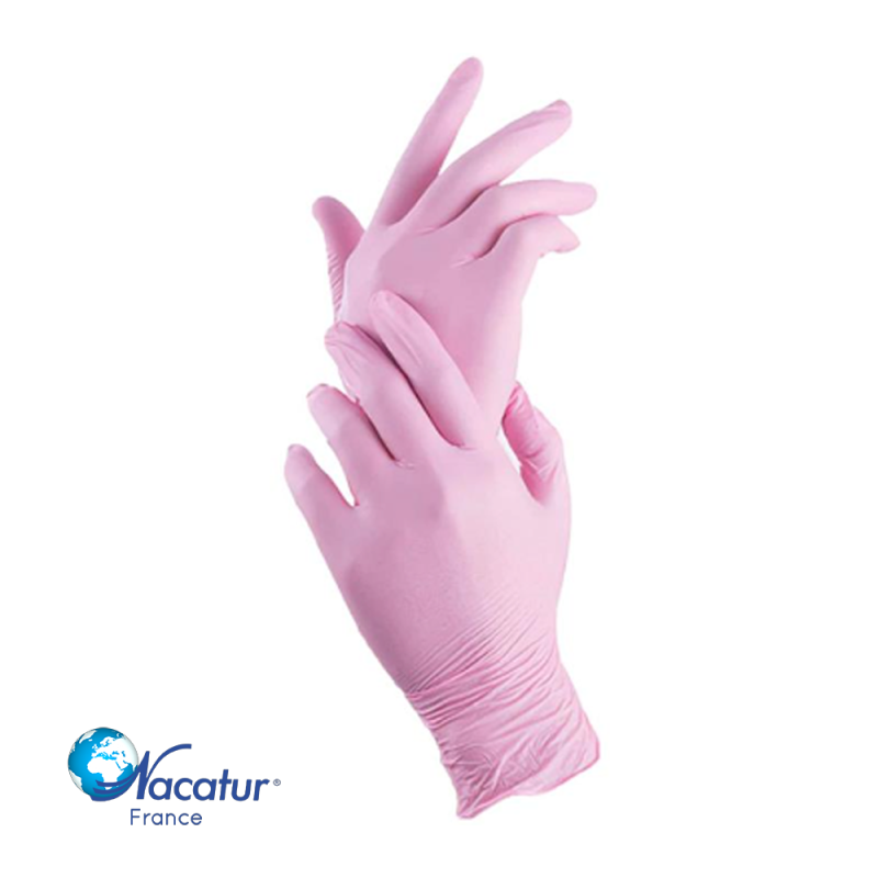 Naturex 626 Nitryl Derm – Gant d&rsquo;examen nitrile – Non poudré – Rose – Nacatur