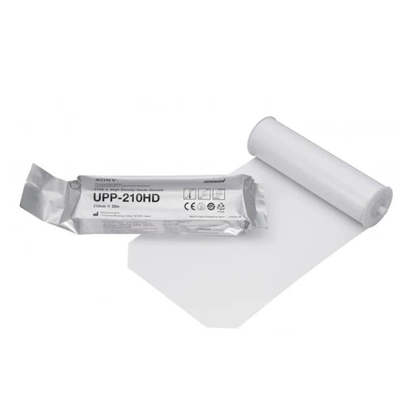 Papier d&rsquo;impression thermique haute densité Sony UPP210HD – 210 mm x 25 m – 1 Boite de 5 rouleaux