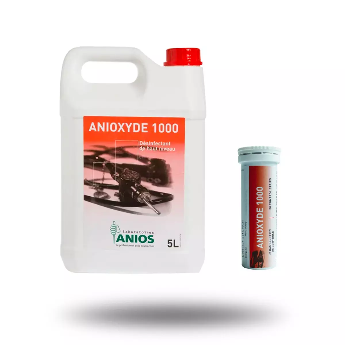 Désinfectant de haut niveau ANIOXYDE 1000 – Fonctionne à froid et bandelette de contrôle