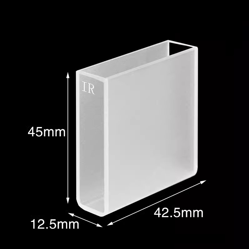 Macro cuvette à quartz IR avec couvercle en PTFE, trajet lumineux 40 mm, 2 fenêtres transparentes