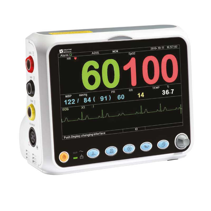 MONITEUR MULTIPARAMETRES PC3000, écran couleur LCD HR 7pouces. Modes Adulte, Pédiatrique ou Néonatal. ECG, SpO2, pression artérielle, température, fréquence respi