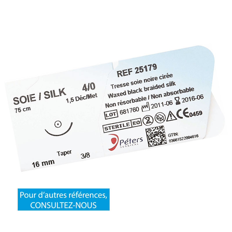 Soie PETERS Tresse de soie noire cirée (9 modèles) – Boîte de 36 unités